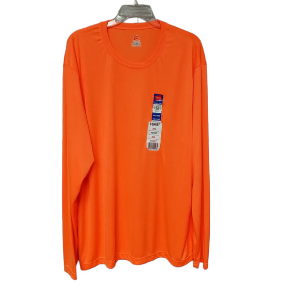 Mens Orange T Shirt Long Sleeve Cool Dri 2XL Tee Shirt Safety Orange Hanes NWT - Picture 11 of 11